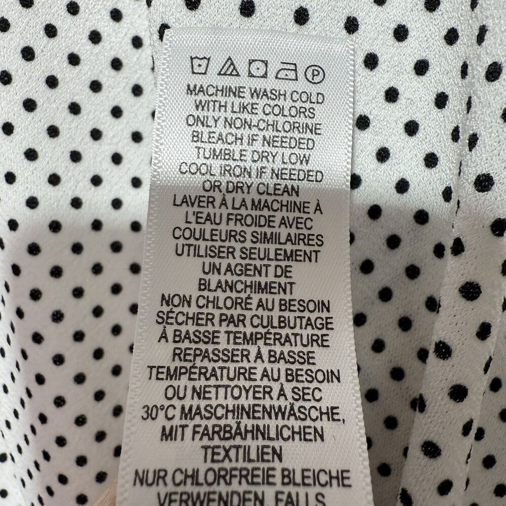 Adrianna Papell Top Women’s Size XL White & Black Polka Dot V-Neck Short Sleeve - Picture 10 of 10